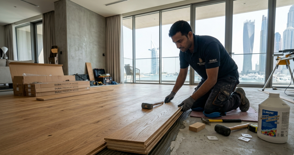 engineered wooden flooring installation uae